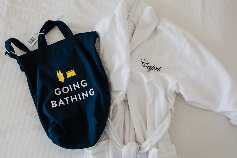 Free toiletries, hair dryer, bathrobes, towels