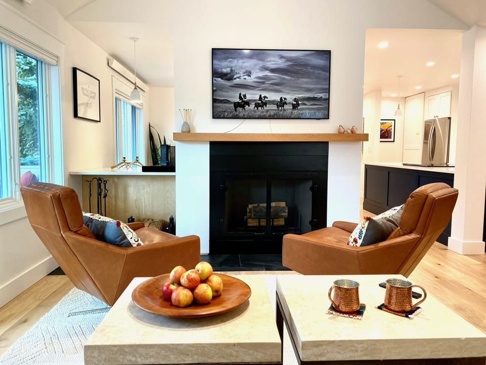 Living Room and Wood burning fireplace