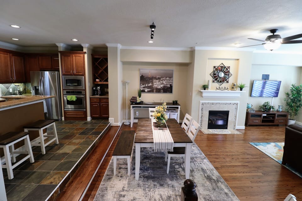 Dining Area with  Fireplace