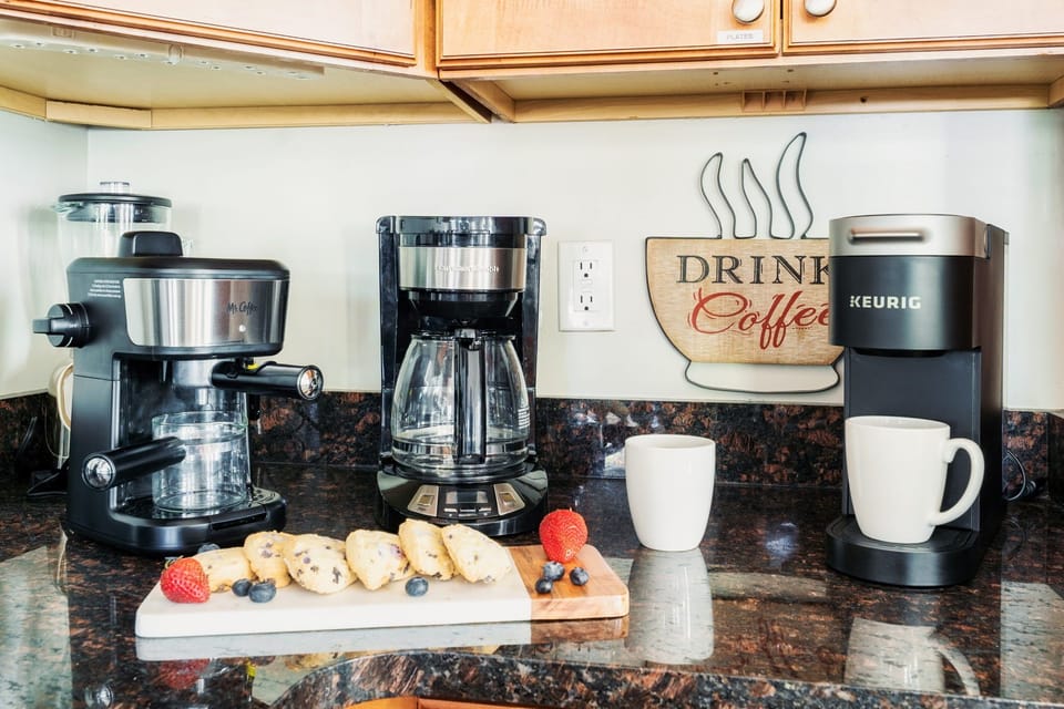 Coffee Corner features 3 different coffee makers!