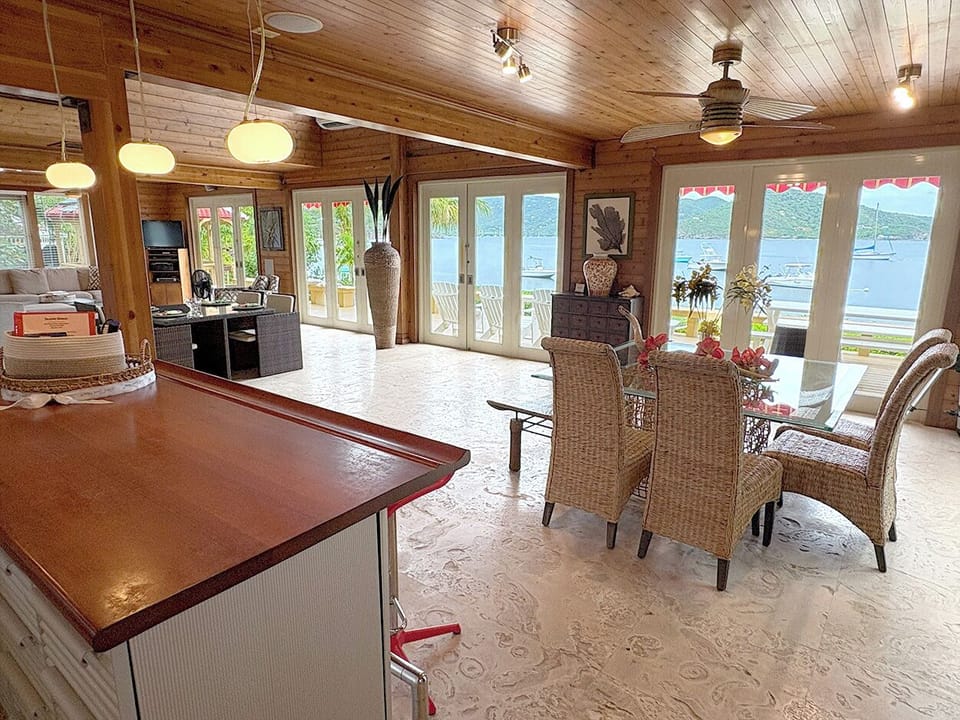 Your interior dining area looks out to the sun deck and ocean views
