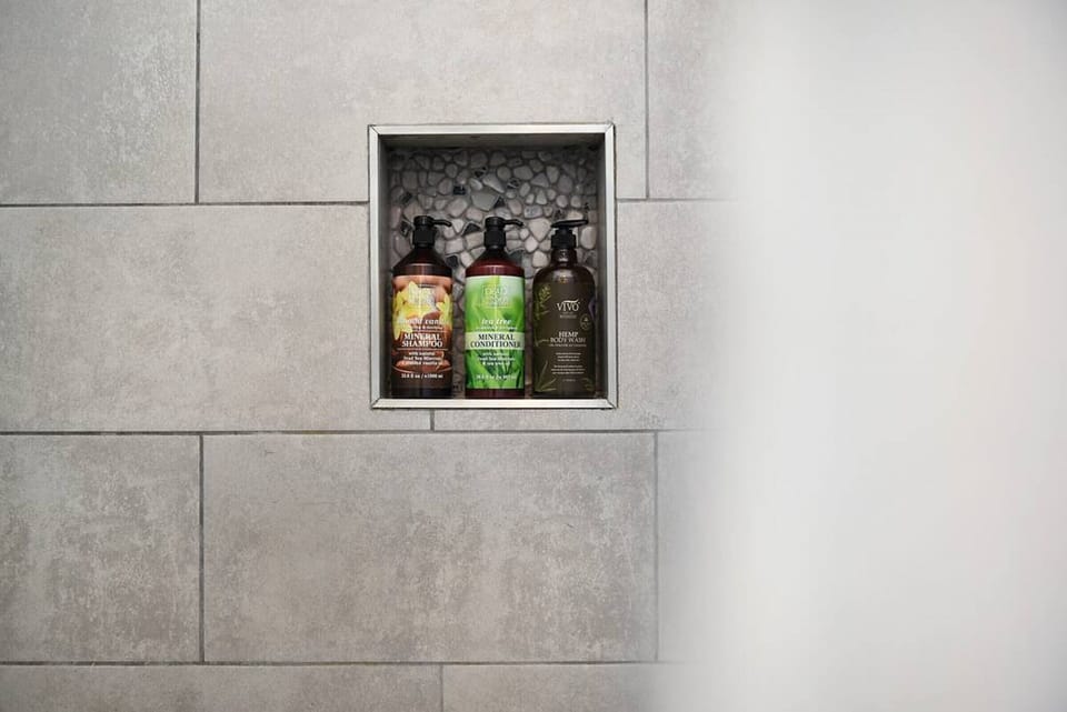 Stylish bathroom details add a touch of elegance.