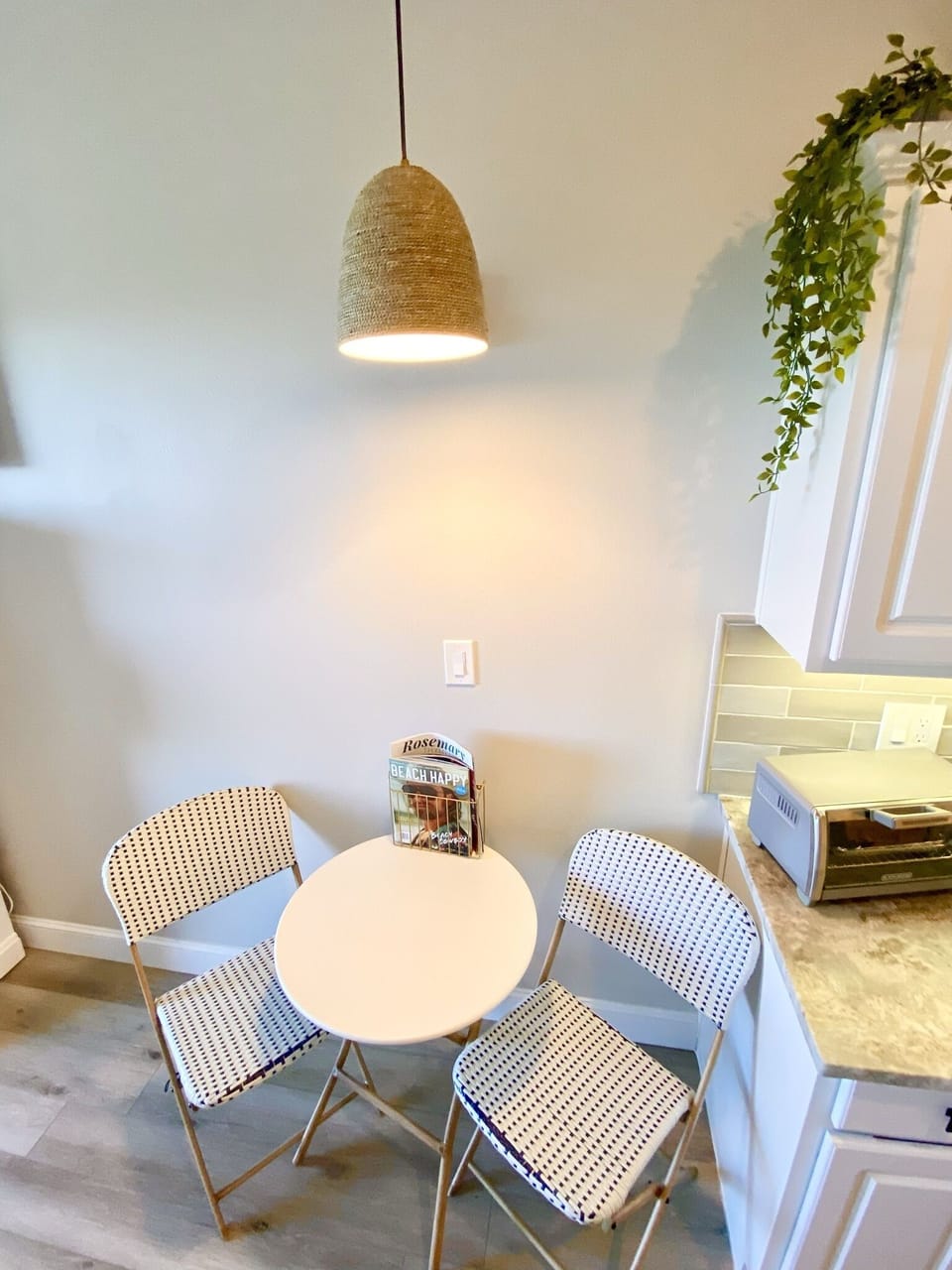 Bistro Table for two. ( or work from your laptop here) 