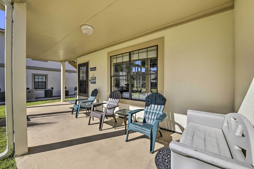 Condo Exterior | Covered Patio | 1st-Floor Condo