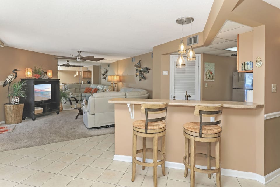 Breakfast bar provides an additional option for dining or catching up on email.