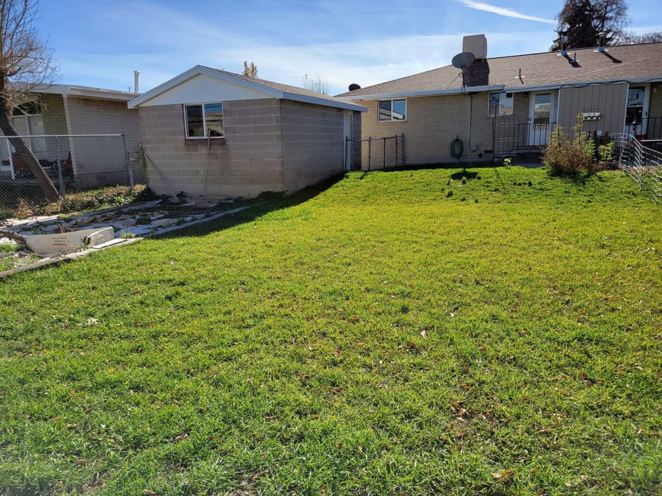 Spacious semi private back yard.  The whole property sits on a quarter acre.