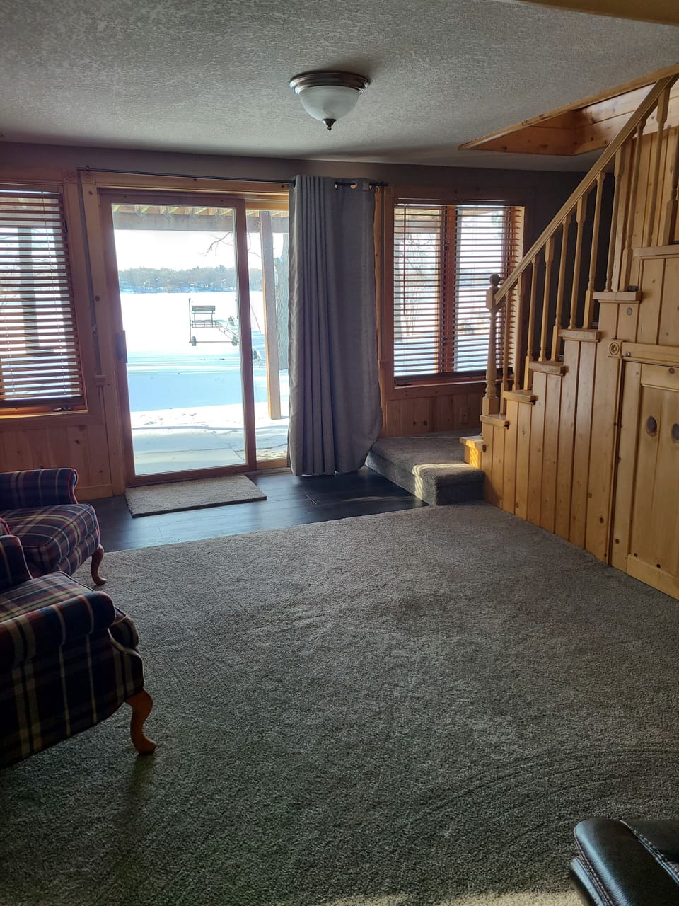 Walk out patio door to the back yard and lake.