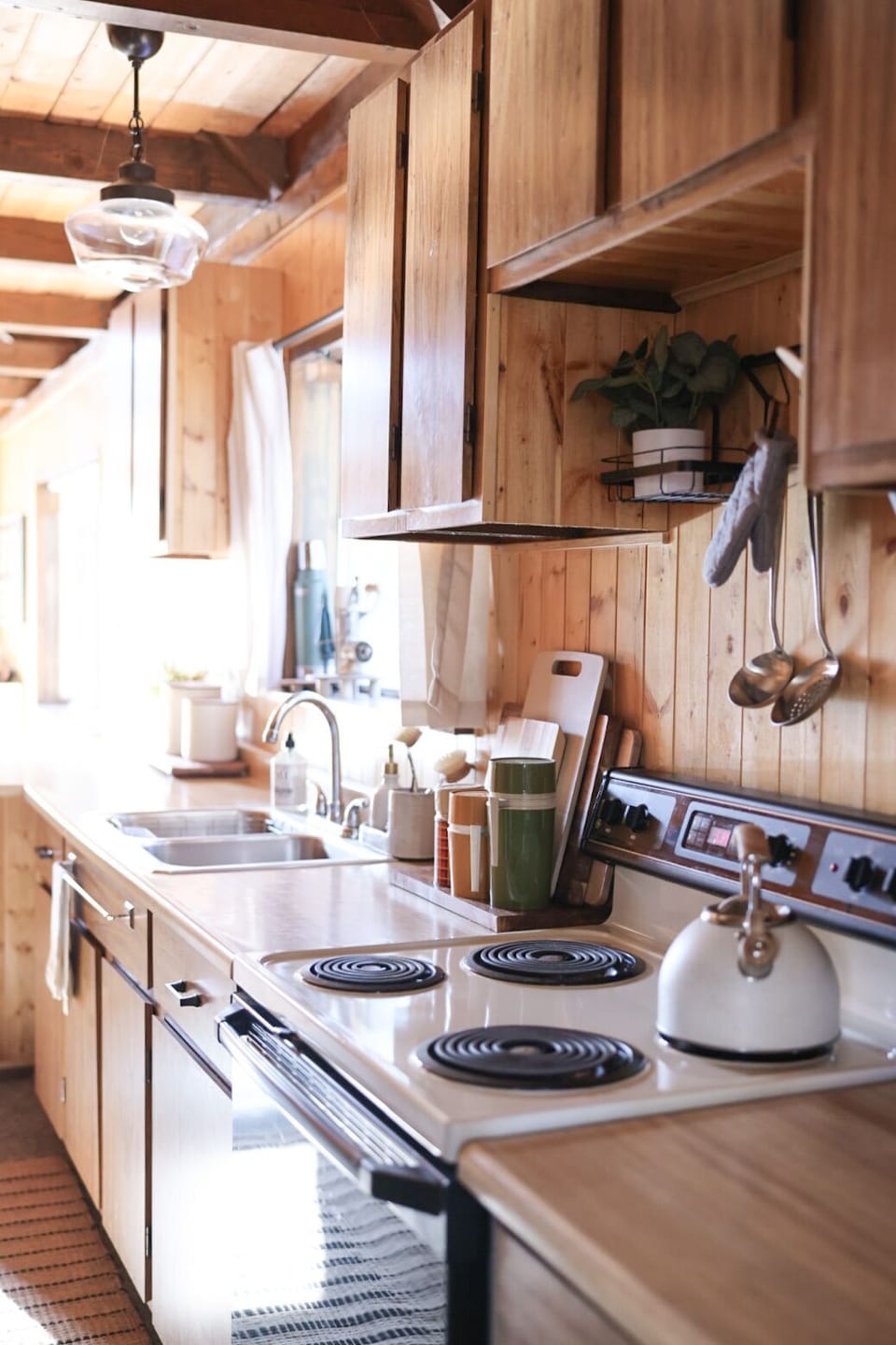 kitchen with retro design elements and modern furnishings
