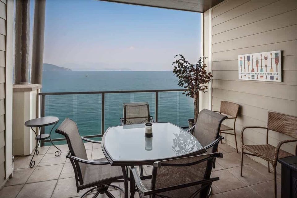 Private patio space overlooking the lake