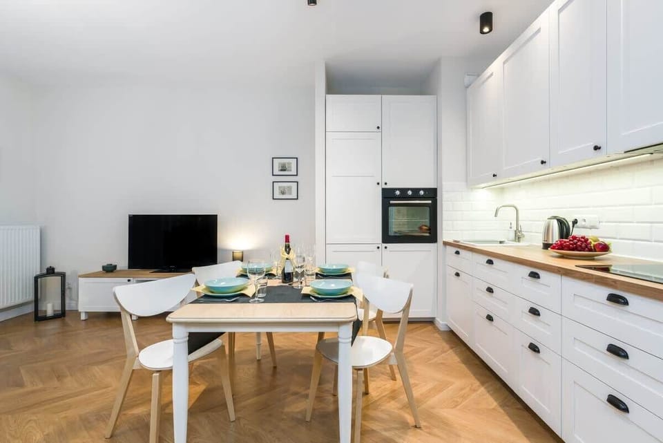 The kitchenette's practical layout maximizes space and functionality.
