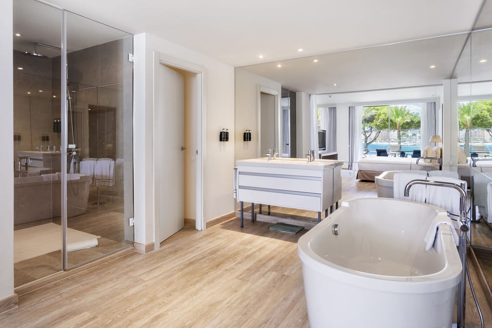 Free toiletries, hair dryer, bidet, towels