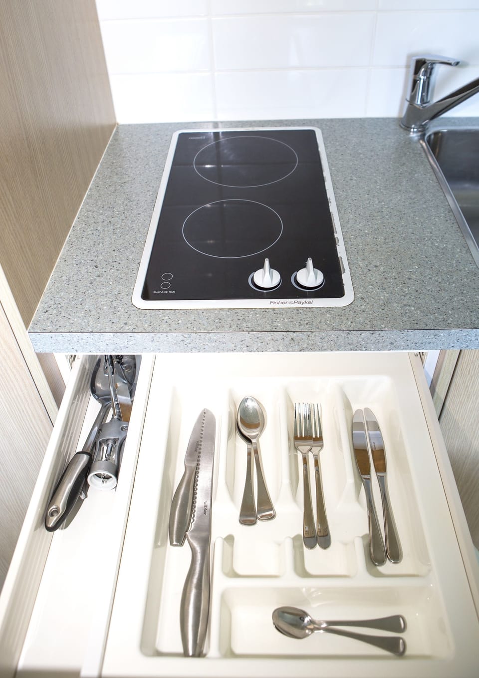 Fridge, microwave, coffee/tea maker, electric kettle