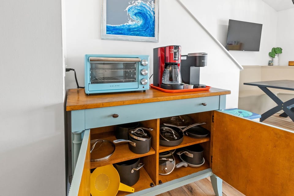 Coffee bar and cookware storage