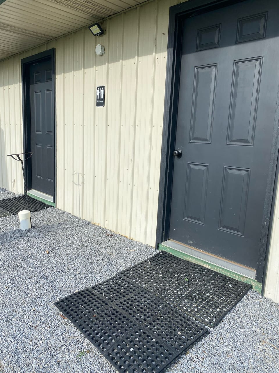 Shared by campground, 2 full single occupant bathrooms