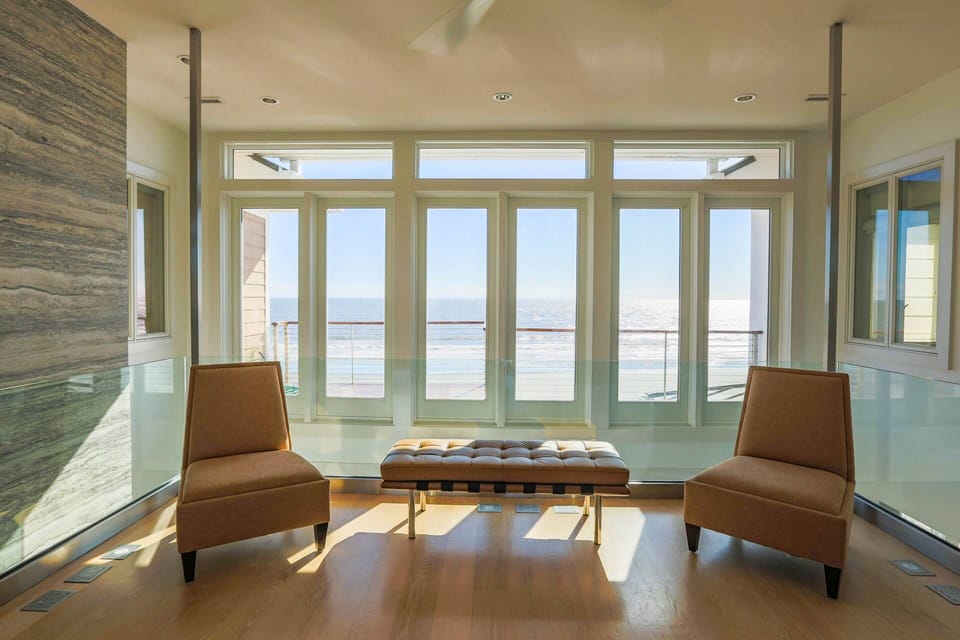 There are spectacular views of the ocean from nearly every room in the house.