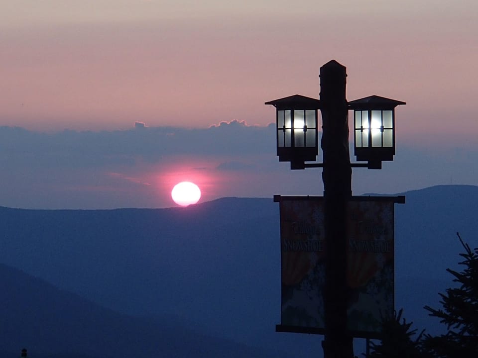 Sunset over village