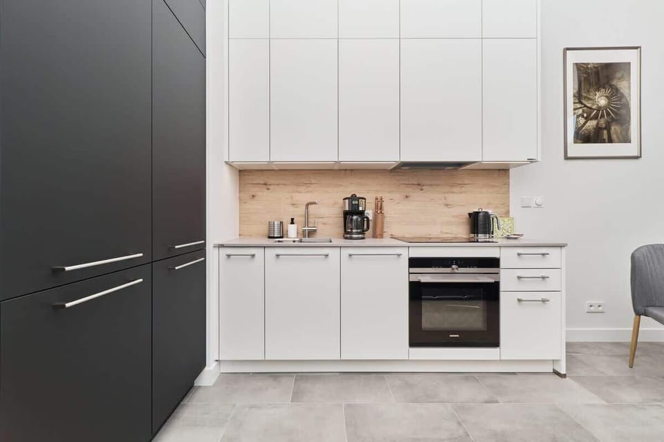 The kitchenette's practical layout maximizes space and functionality.