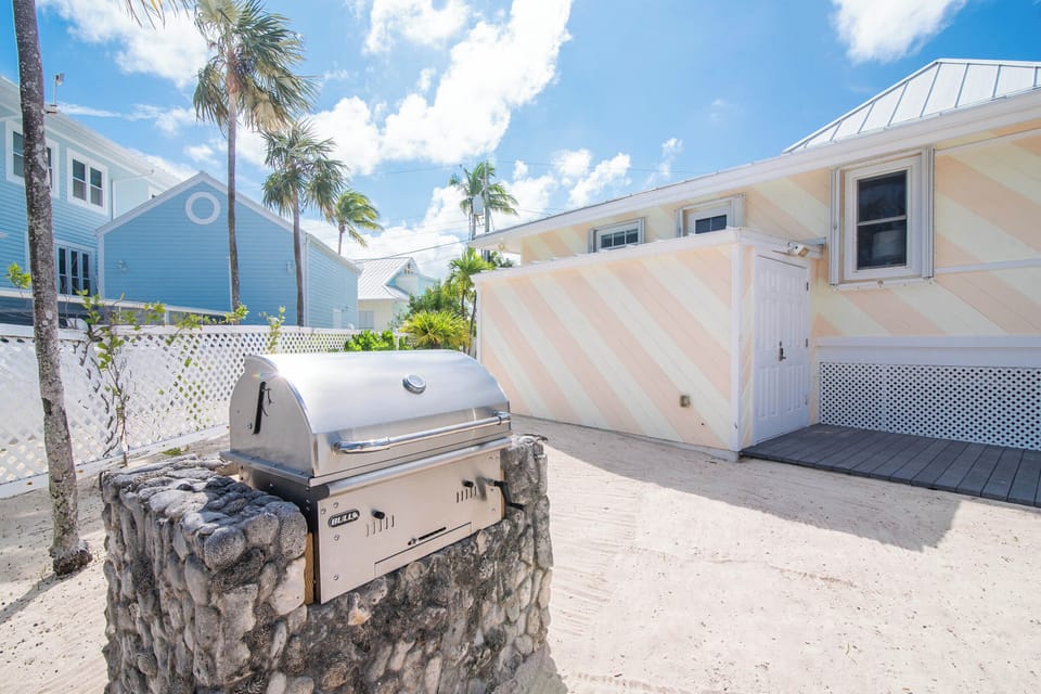 Charcoal grill for island cookouts by the sea. 