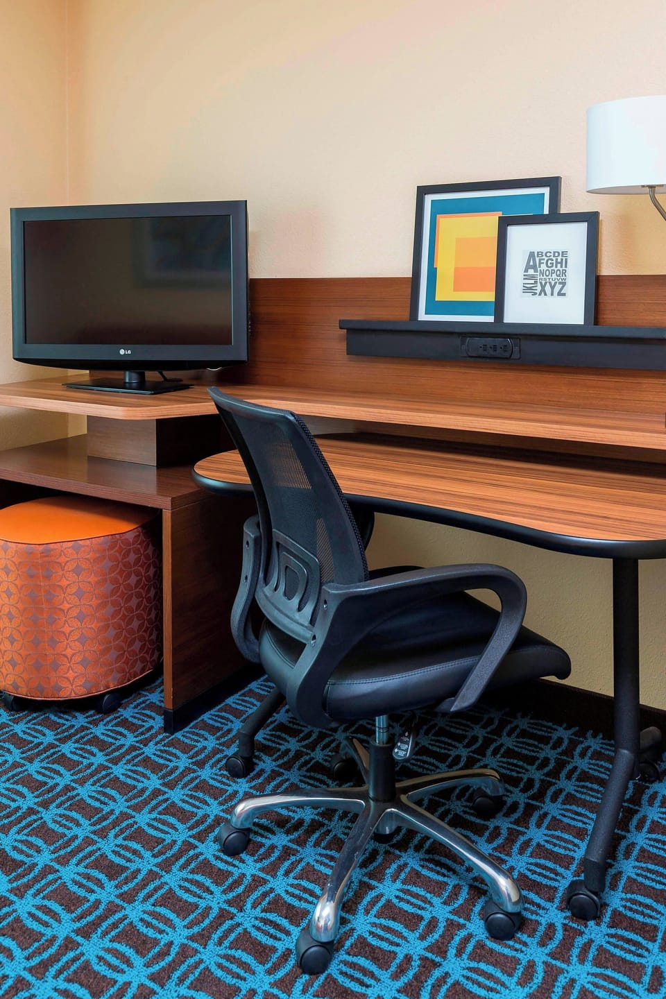 In-room safe, desk, iron/ironing board, cribs (free)