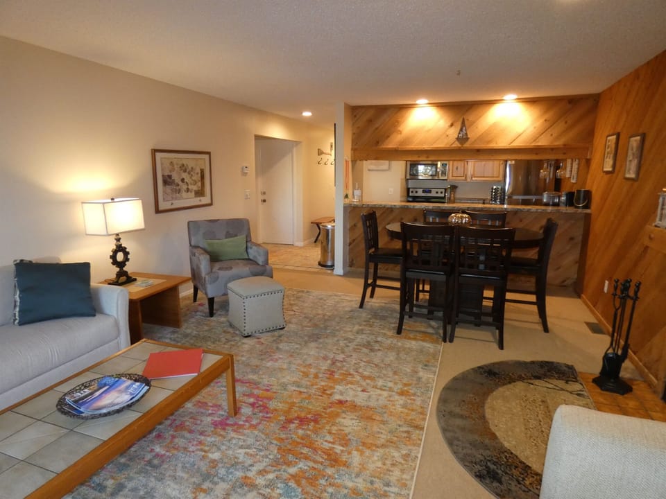 Living area looking into kitchen.