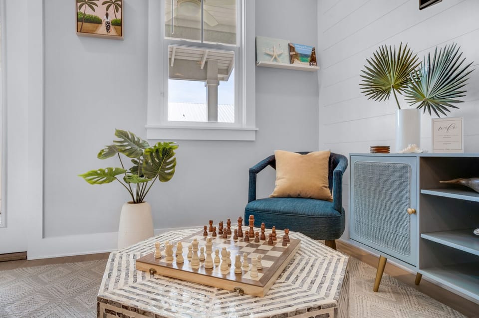 Enjoy a game of chess while you take a break from the beach.