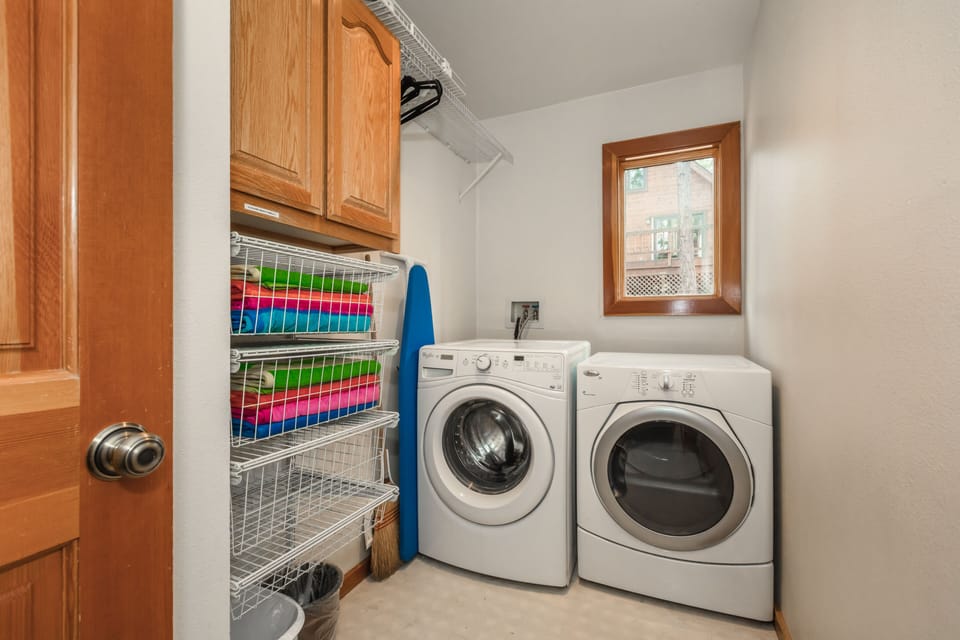 Washer & Dryer Room Downstairs & Hot Tub Colored Towels