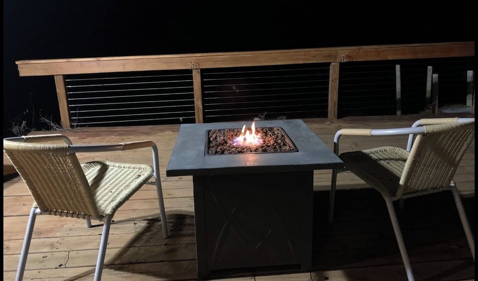 Deck with propane fireplace 