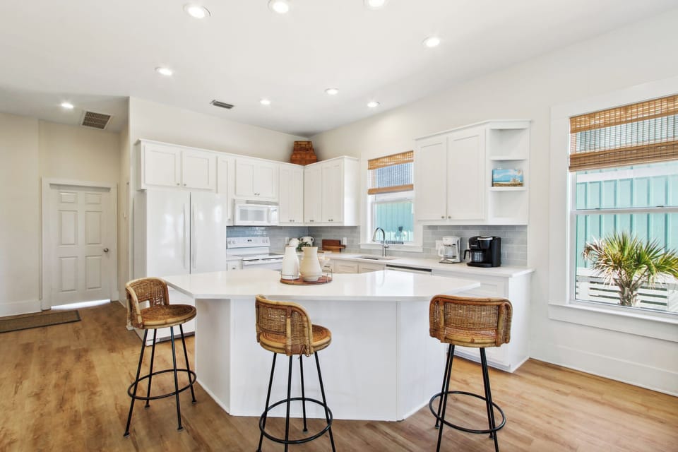 Barstools and recently updated kitchen