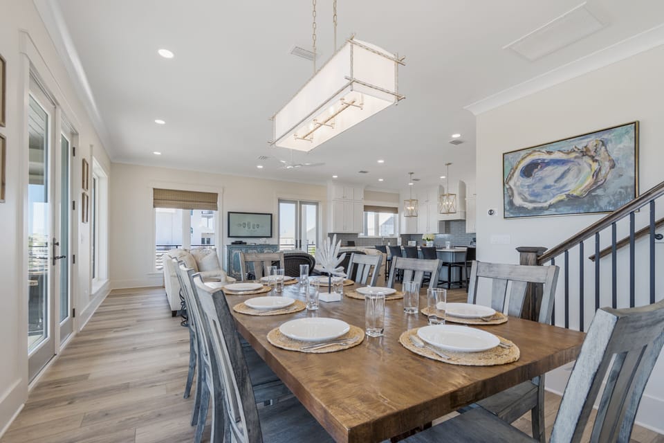 Dining area with water views