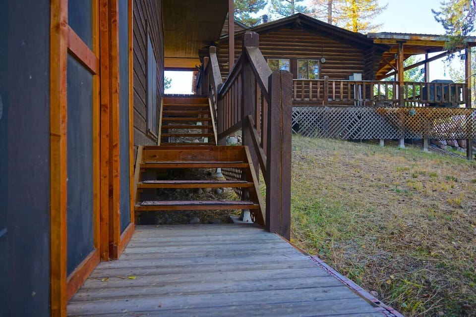 Covered stairs leading down to the Antler Annex