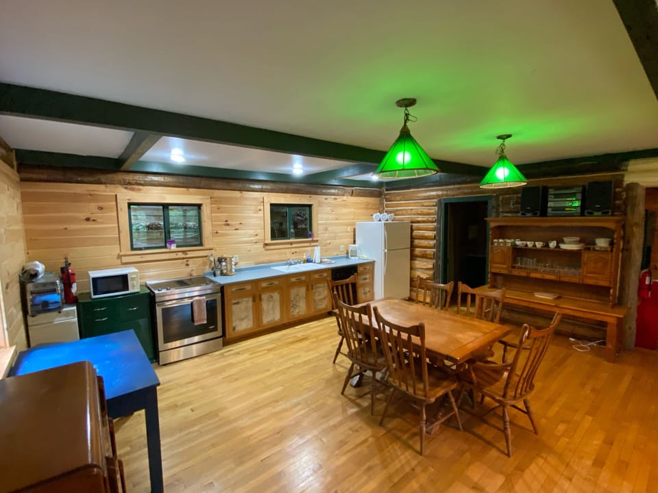 Upper cabin kitchen and dining. Bath and laundry off kitchen. (extra fee)