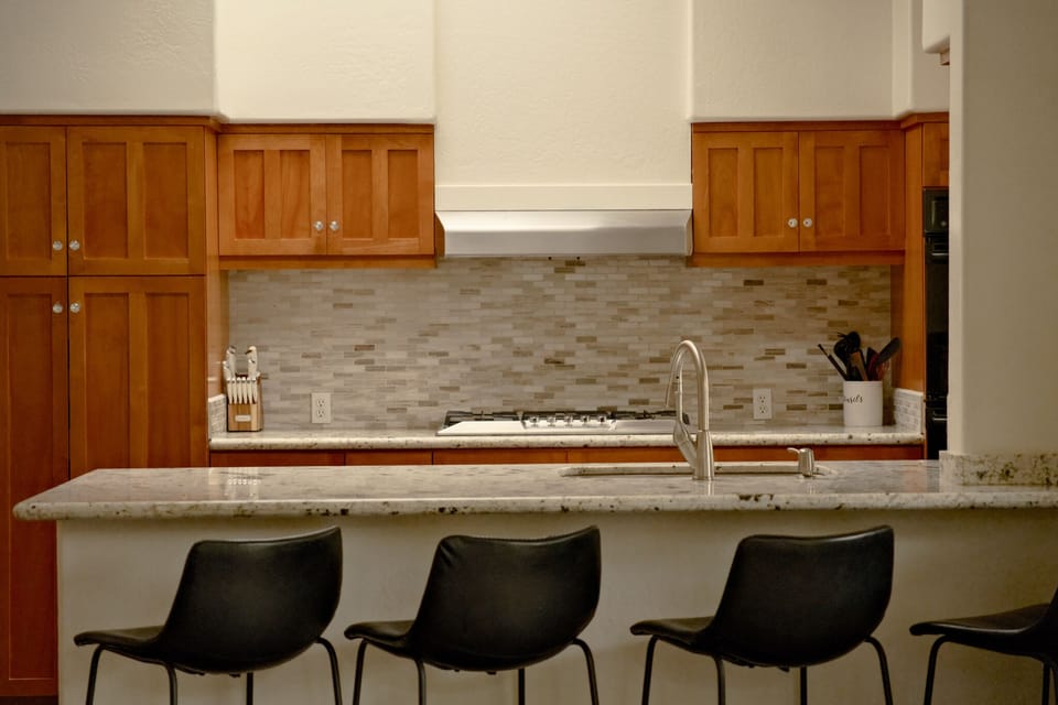 Cook delicious meals in the fully stocked chef's kitchen.
