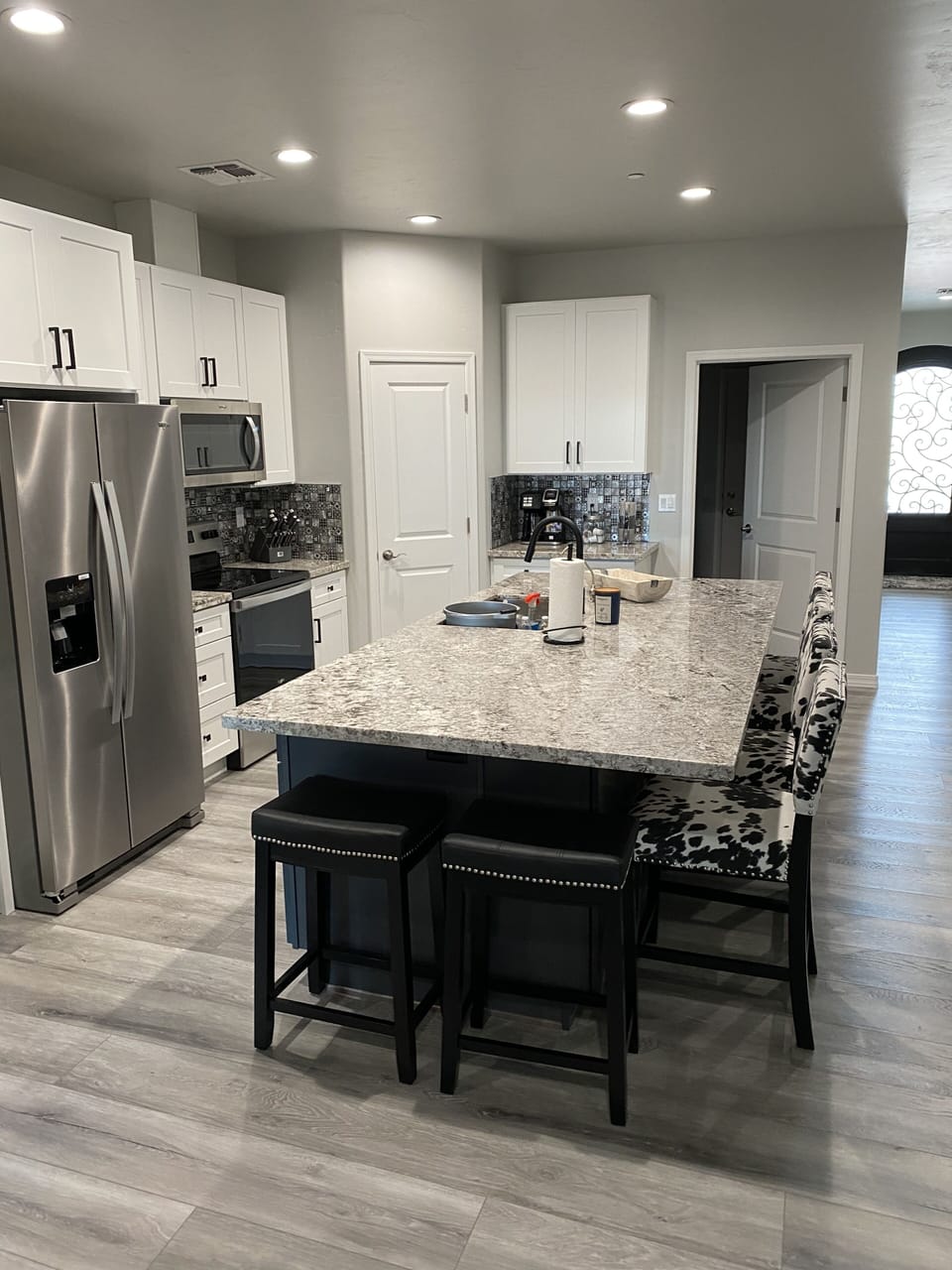 Large kitchen island that seats 7. 