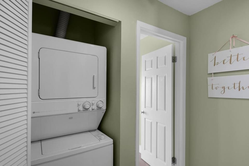 Washer and dryer in home - we provide plenty of laundry supplies for your visit!