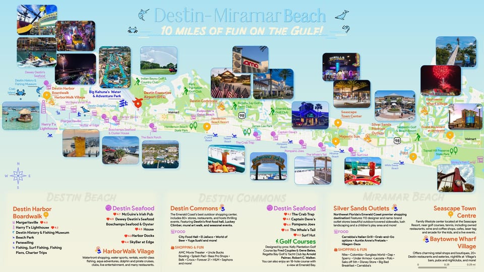 Sand Pebbles is centrally located and offers easy access to all the awesome shopping, dining, and attractions that Destin and Miramar Beach have to offer!