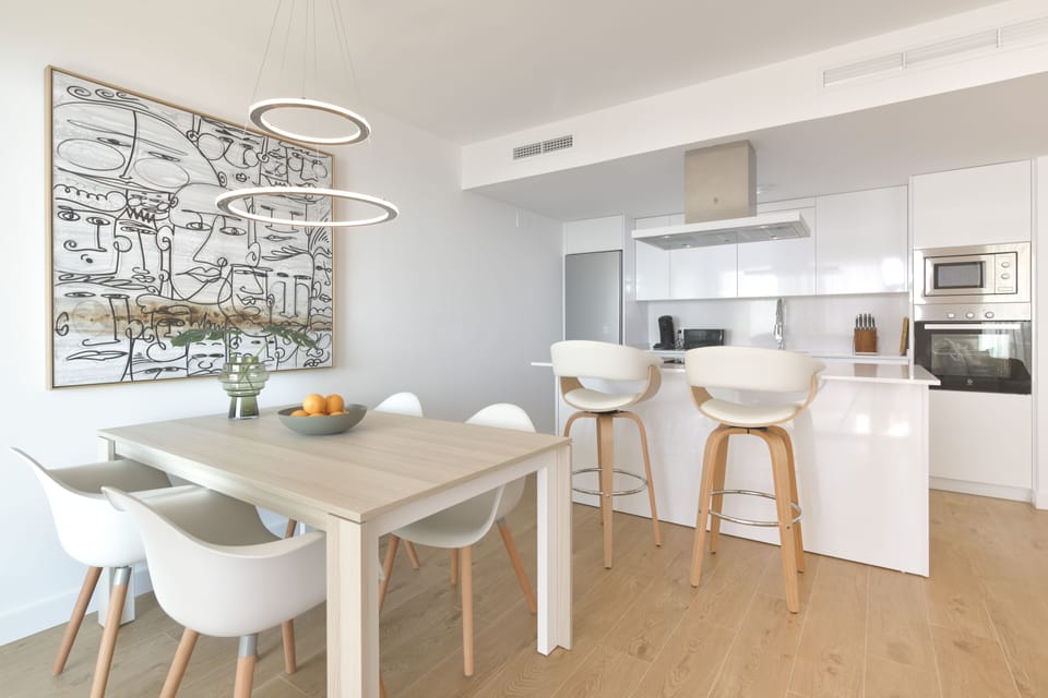 Luxury Apartment, 2 Bedrooms, Terrace, Sea View | Private kitchen | Full-size fridge, microwave, oven, stovetop