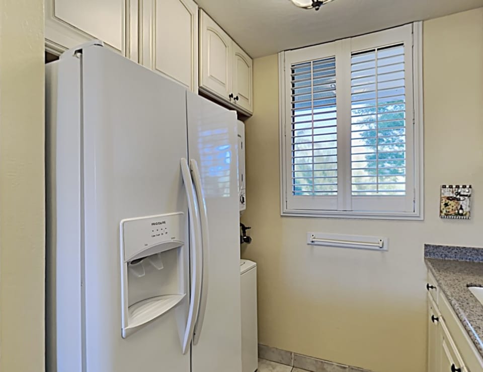 Spacious refrigerator as well as washer and dryer