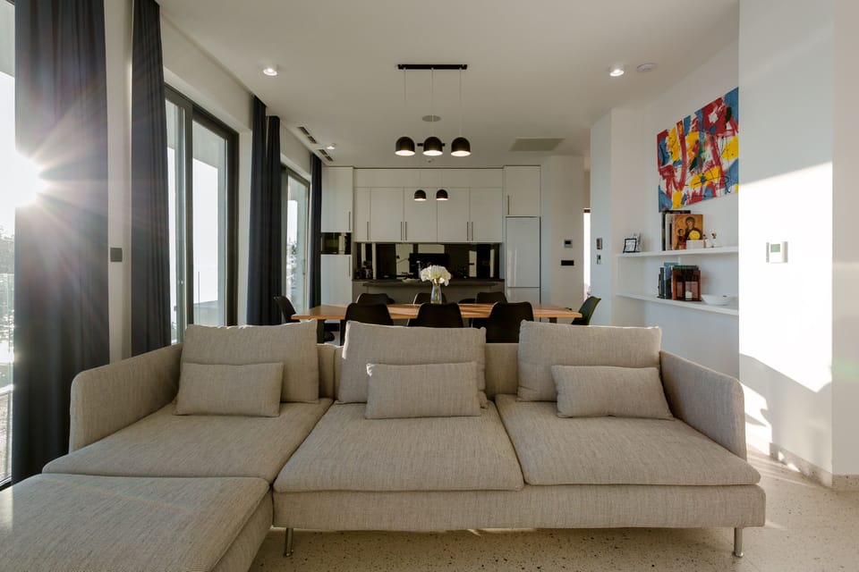 Living room with kitcher and dininig table