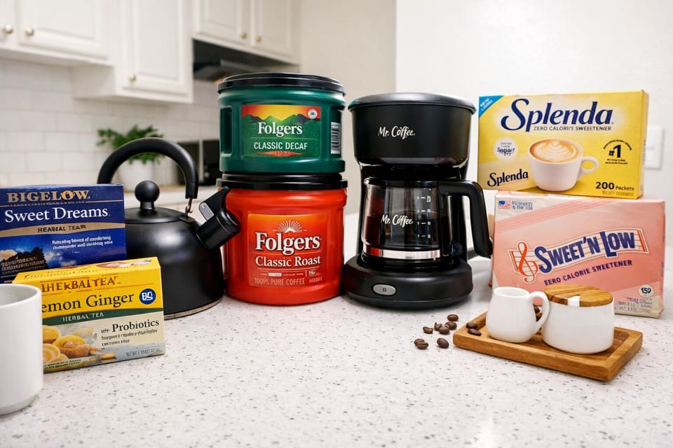 Coffee & tea is on us—help yourself and relax 