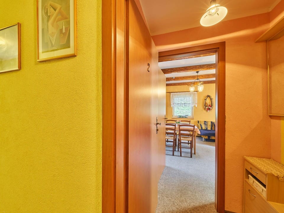 Property, Interior Design, Orange, Wall, Door, Wood, Chair, Real Estate, Ceiling, Flooring