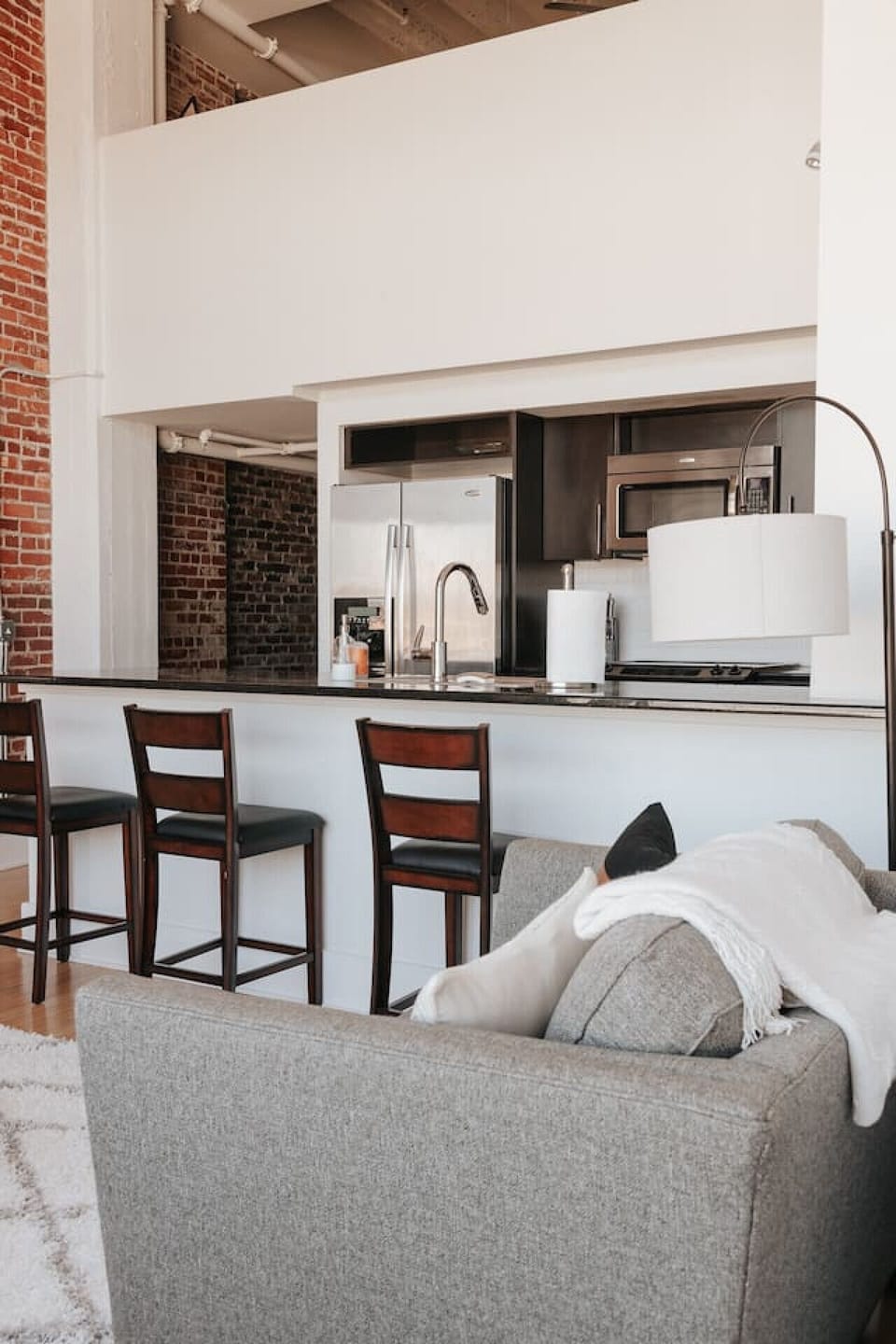 Just steps away from the living room is a full access kitchen.