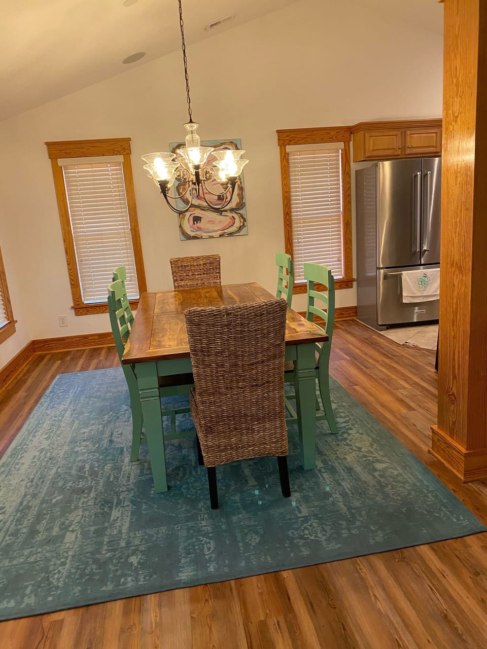 View of spacious dining area that seats six people comfortably