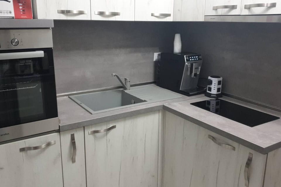 Apartment, 2 Double Beds | Private kitchen | Fridge, microwave, oven, stovetop