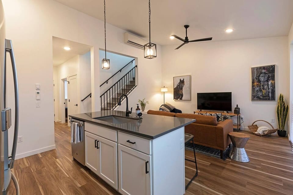 Entry view into kitchen/living area 
