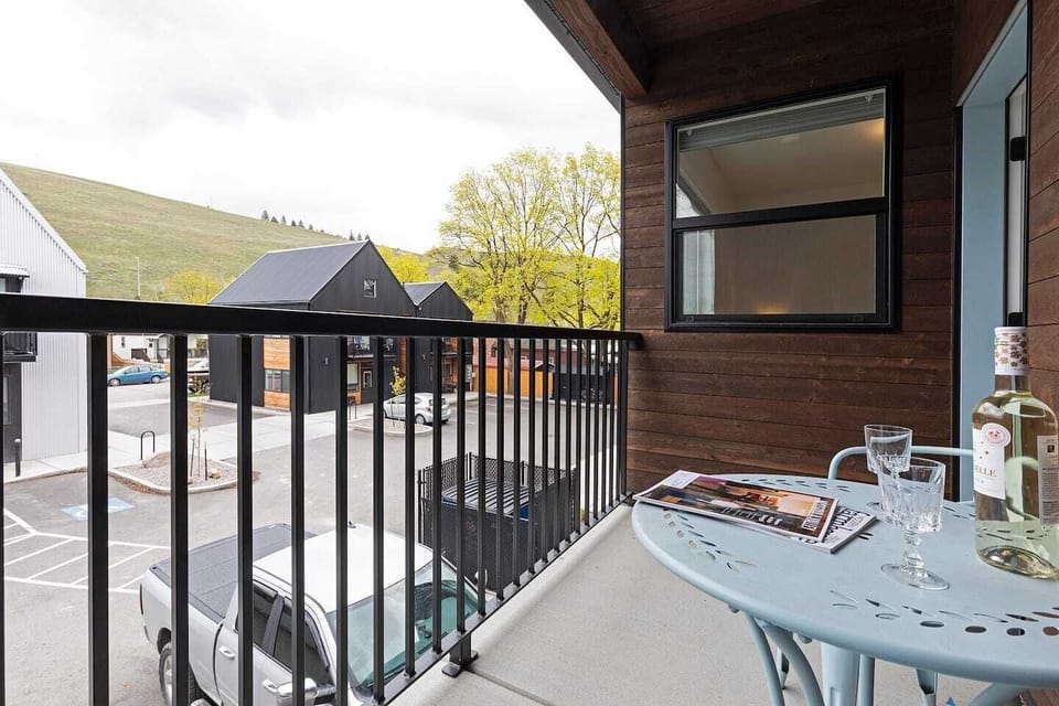 Patio view into parking lot 