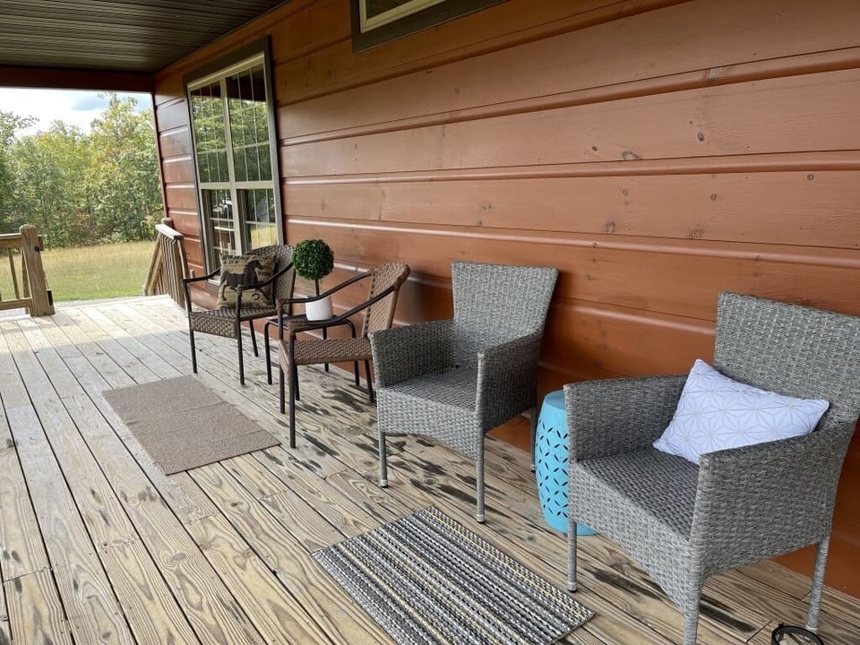 East side porch for sunny morning coffee and area views (quiet, dead-end road).