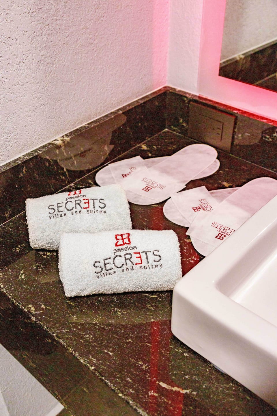 Shower, slippers, towels