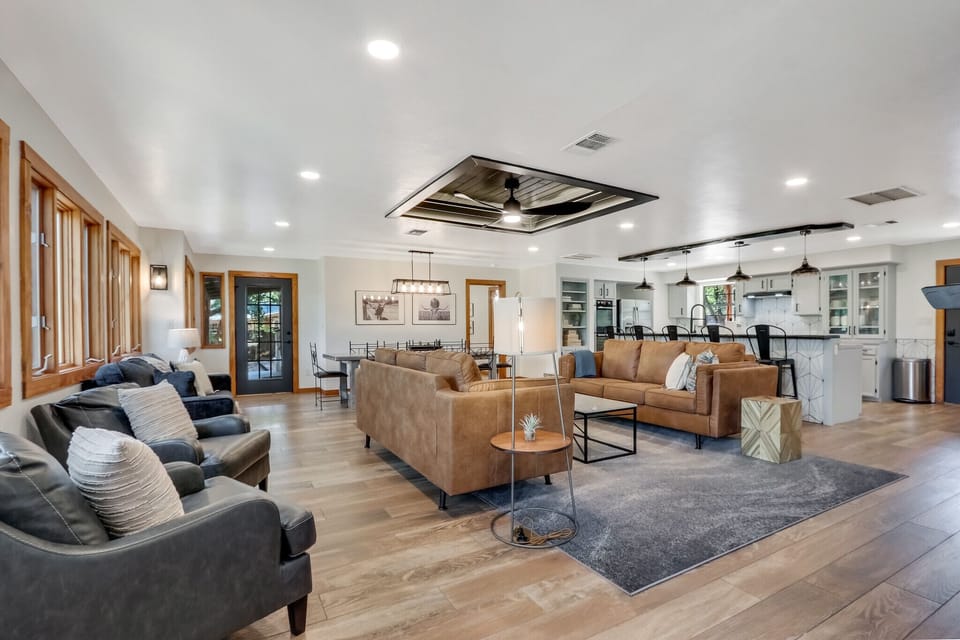 Open concept living room with lots of natural light