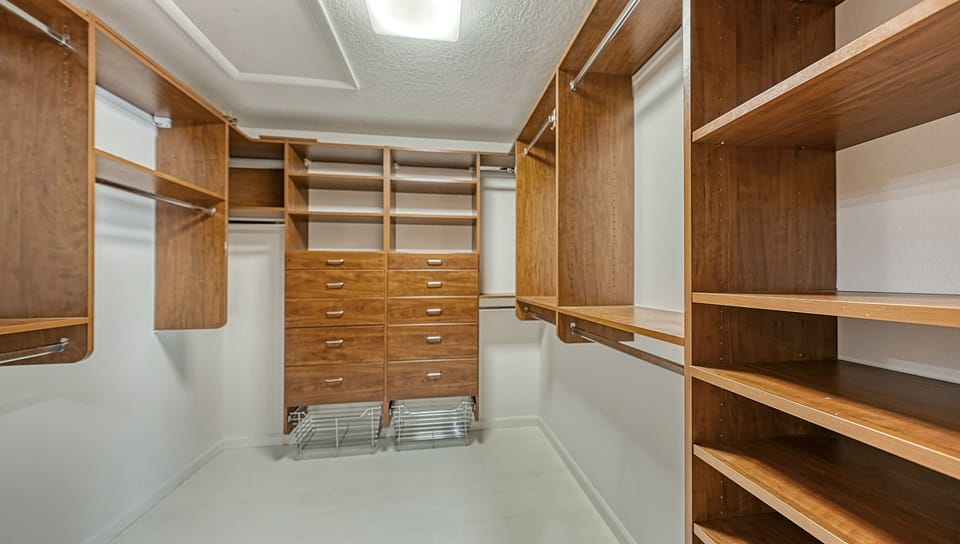 Walk in closet with tremendous space.
