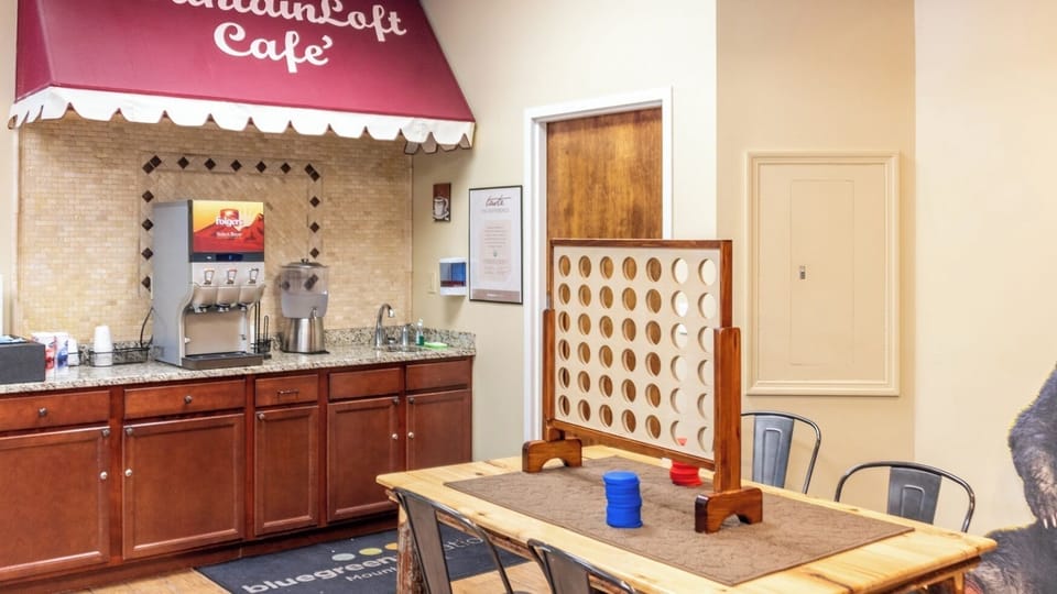 MountainLoft Café • Coffee Station & Activity Table